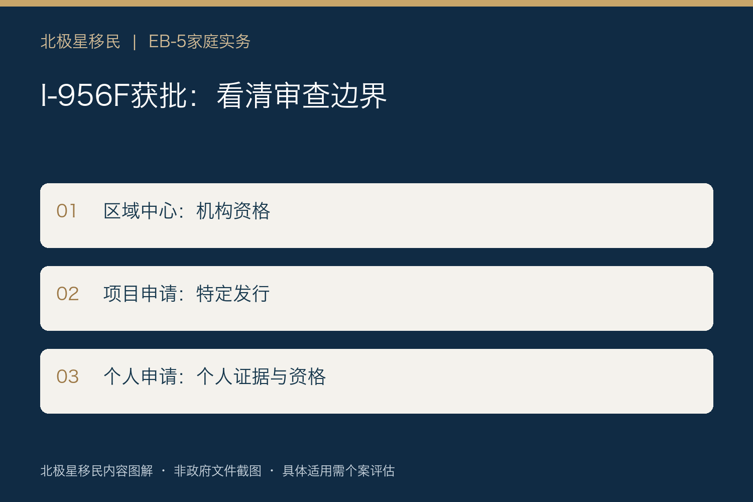 I-956F获批:看清审查边界:区域中心:机构资格;项目申请:特定发行;个人申请:个人证据与资格